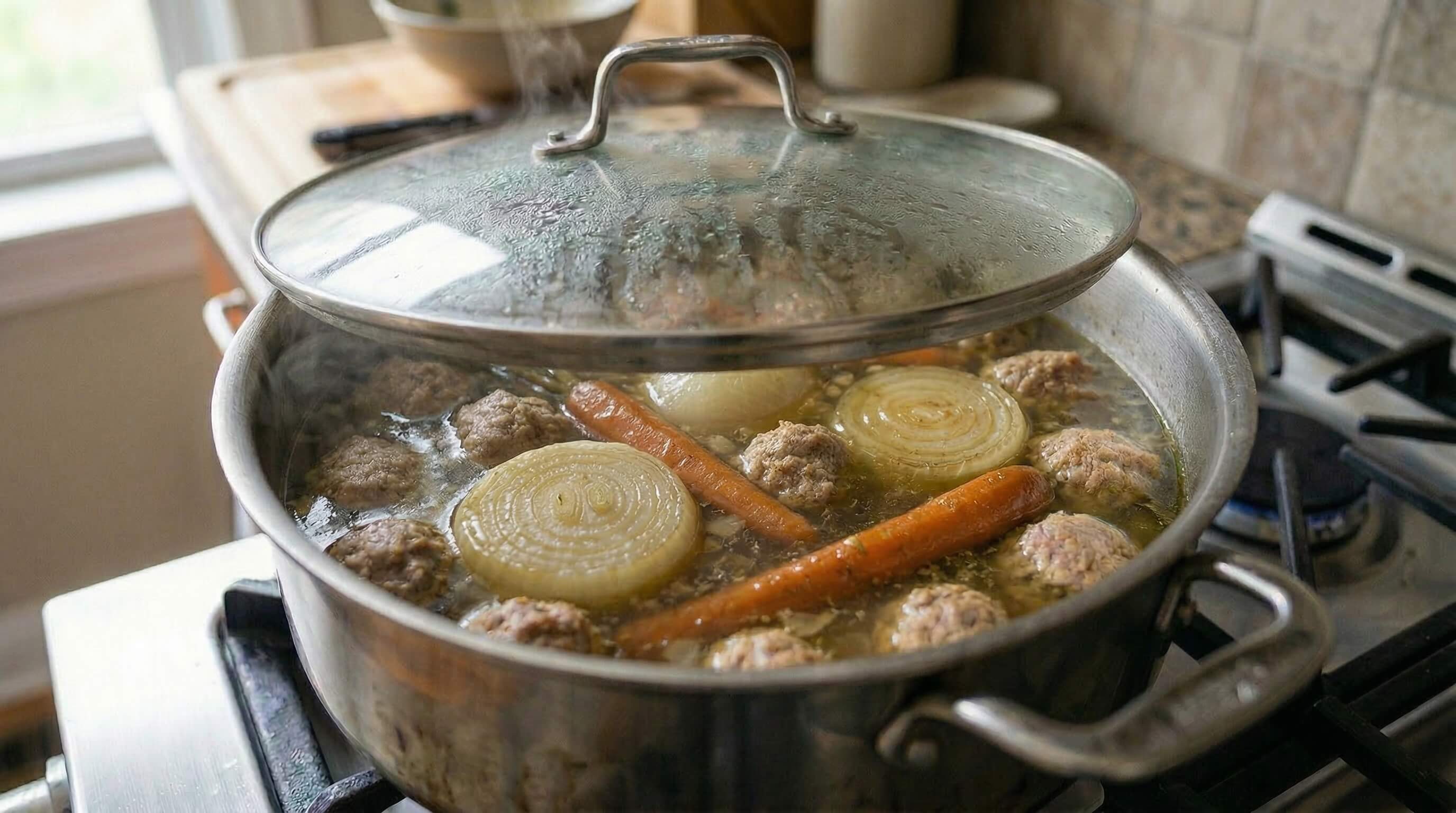 Pulpety z indyka gotowane w bulionie drobiowym